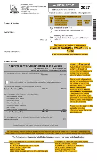 Property Valuation Notice Example